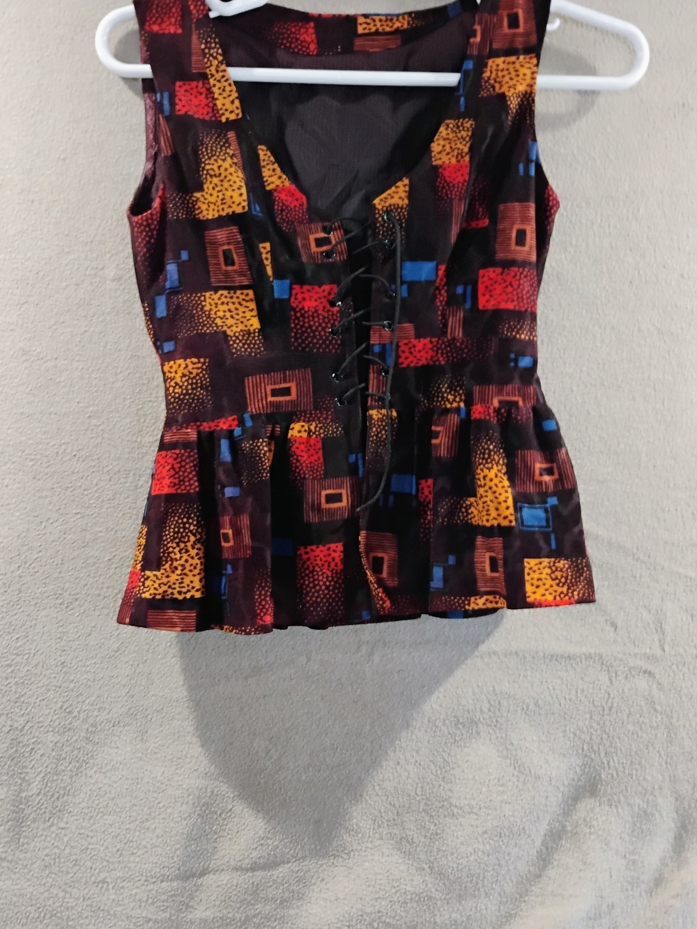 Women's Multi-Color Lace-Up Peplum vest